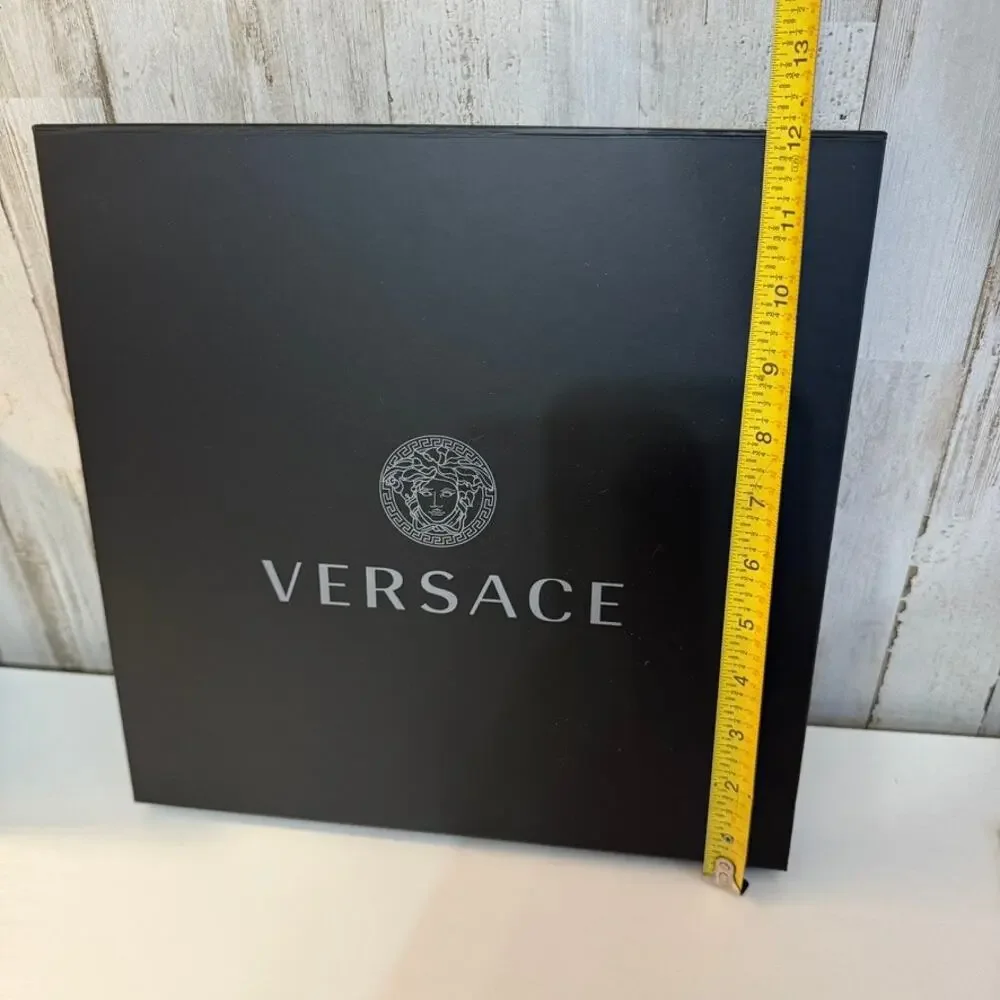 Versace Large Gift Presentation Box Matte Black Lid Silver Medusa Logo